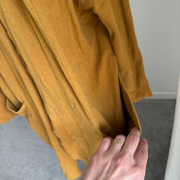 Pact Brooklyn Chai Yellow Organic Cotton Open Front Cardigan Sweater Medium Cozy - Picture 4 of 9